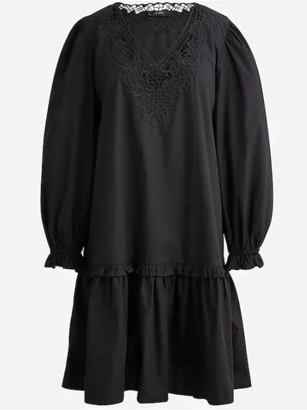 J Crew V-neck mini dress with eyelet trim